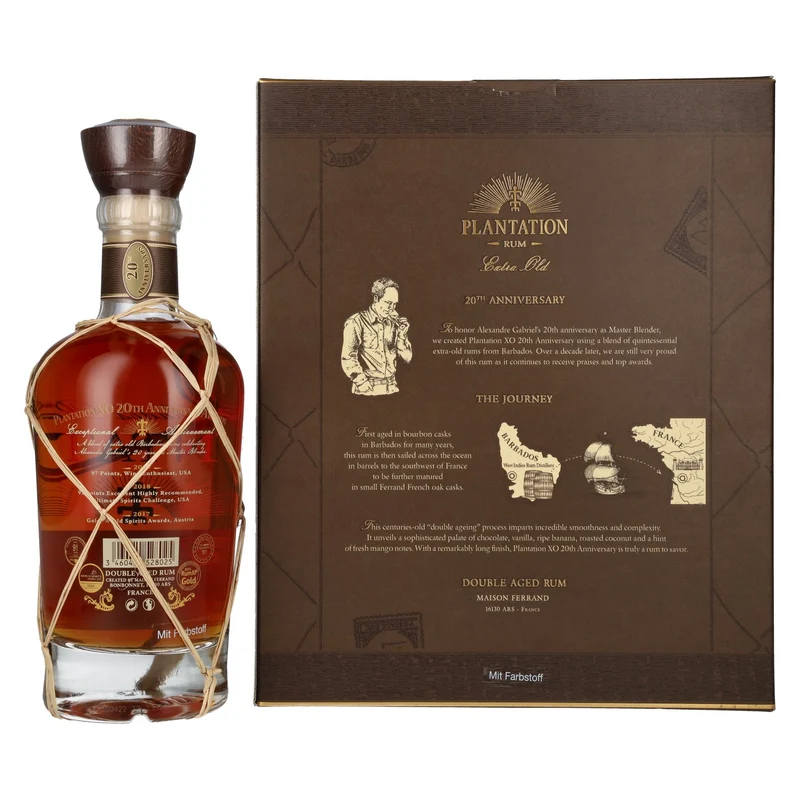 Plantation Rum BARBADOS XO 20th Anniversary 40% Vol. 0,7l in Geschenkbox mit 2 Gläsern
