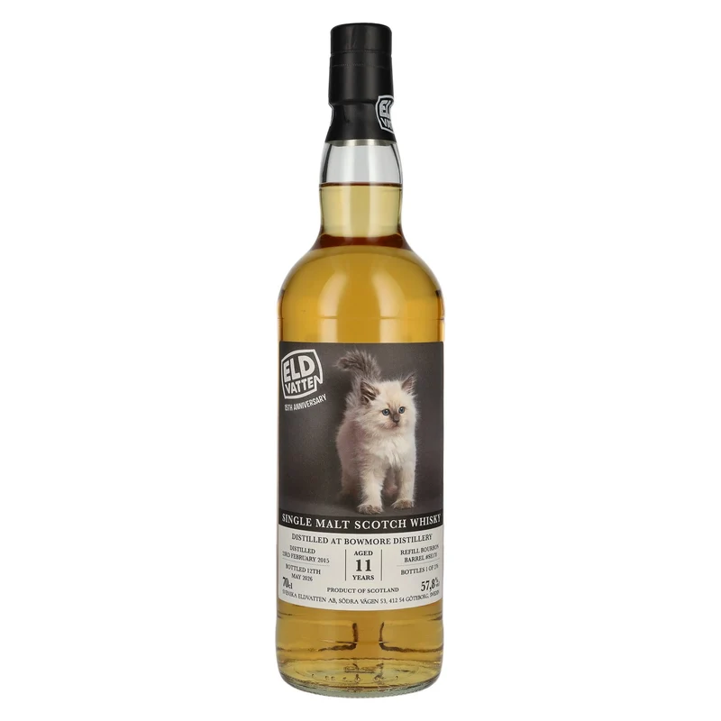 Eldvatten Svenska Bowmore 11 Years Old Single Malt Cat Label 2015 57,8% Vol. 0,7l