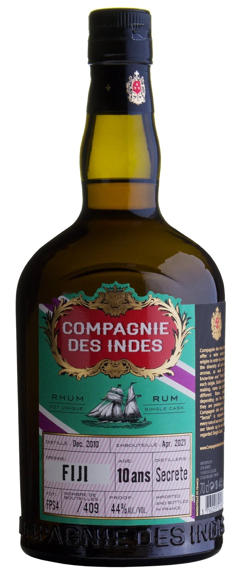 Compagnie des Indes Fiji 10 2010 2021 0,7l 44%vol. cdi Rhum Rum