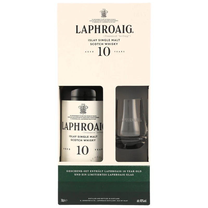 LAPHROAIG - 10 Jahre Geschenkset mit Glas - 40% Vol.