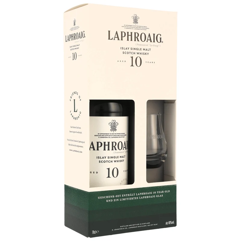 LAPHROAIG - 10 Jahre Geschenkset mit Glas - 40% Vol.