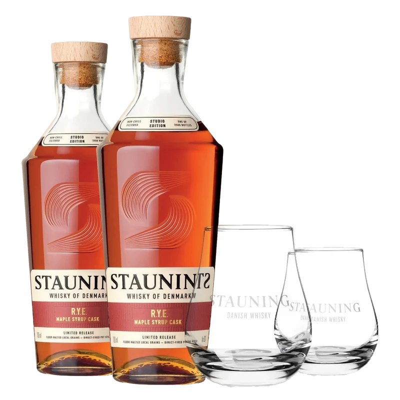 2x Stauning R.Y.E. Maple Sirup Cask + 2x GRATIS Stauning Whiskygläser