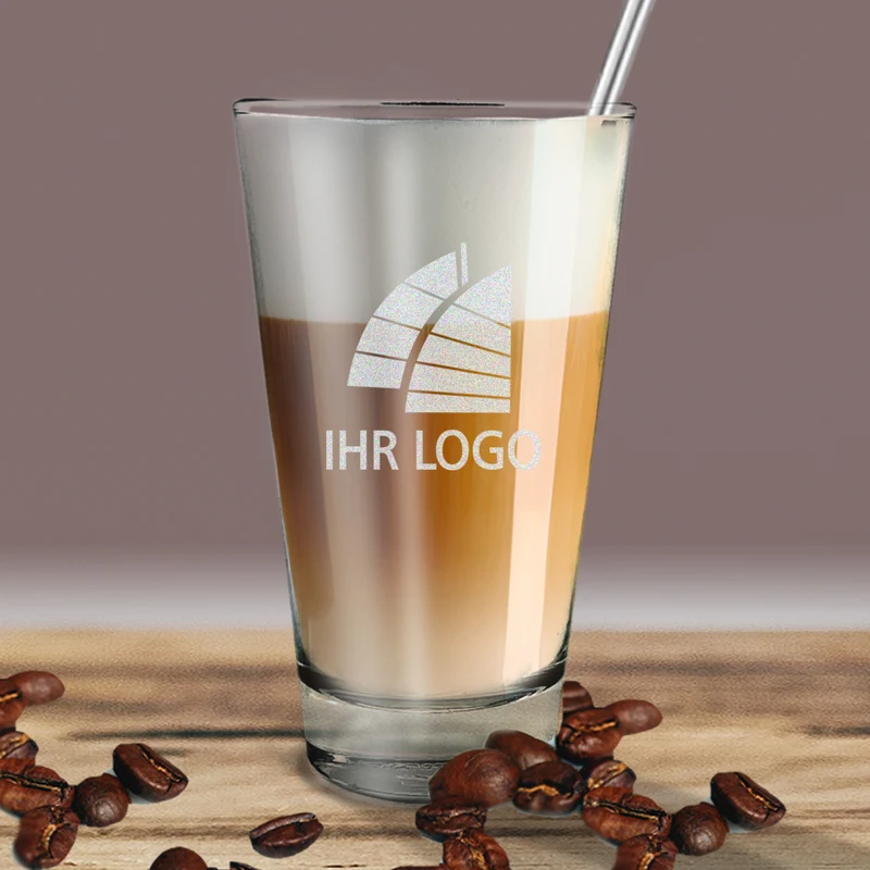 Latte Macchiato Glas mit Gravur deines Logos / Designs