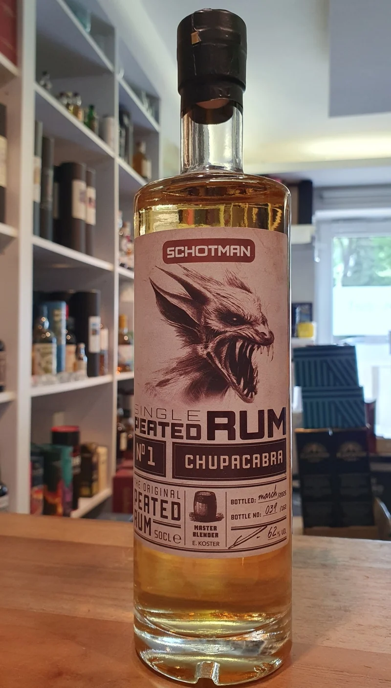 X Schotman Chupacabra 2025 Rum No1 Peated 0,5l 62 % vol. Single Rum