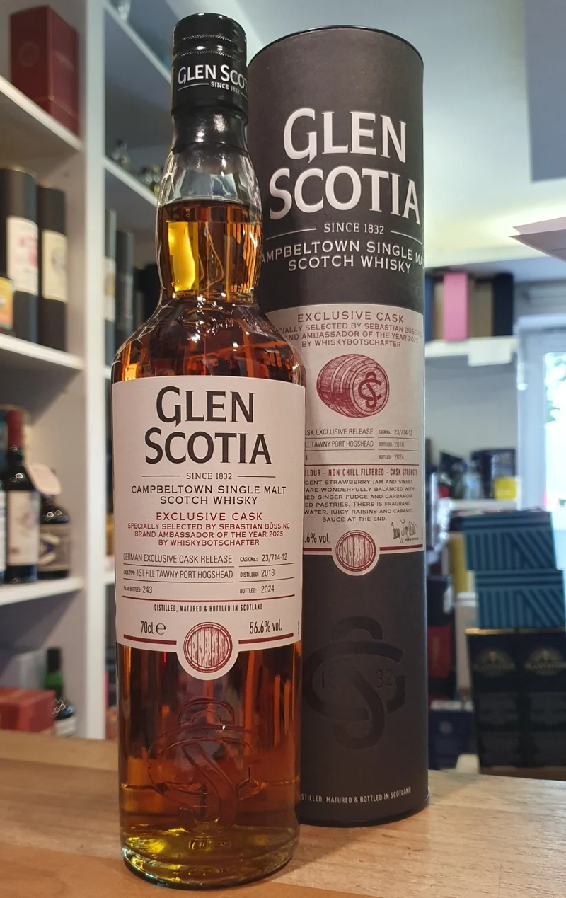 X Glen scotia 2018 Tawny Port cask Vintage 0,7l 56,6% vol. Whisky Sebastian Büssing #23/7 14-12