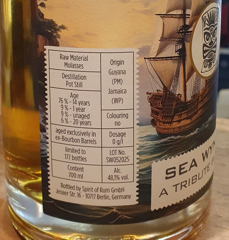 Rumclub Sea Wynde Jamaica Guyana 2025 48,1 % 0,7l fl Rum club Tribute Blend