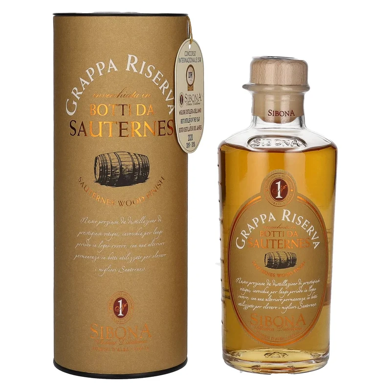 Sibona GRAPPA RISERVA Botti da SAUTERNES 44% Vol. 0,5l in Geschenkbox