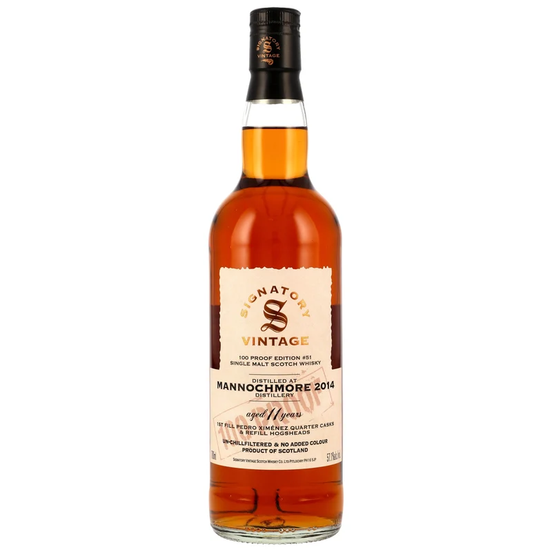 MANNOCHMORE - 2014/2025 11 Jahre - 1st Fill & Refill PX Sherry Casks - Signatory 100 PROOF Edition #51 - 57,1% Vol.