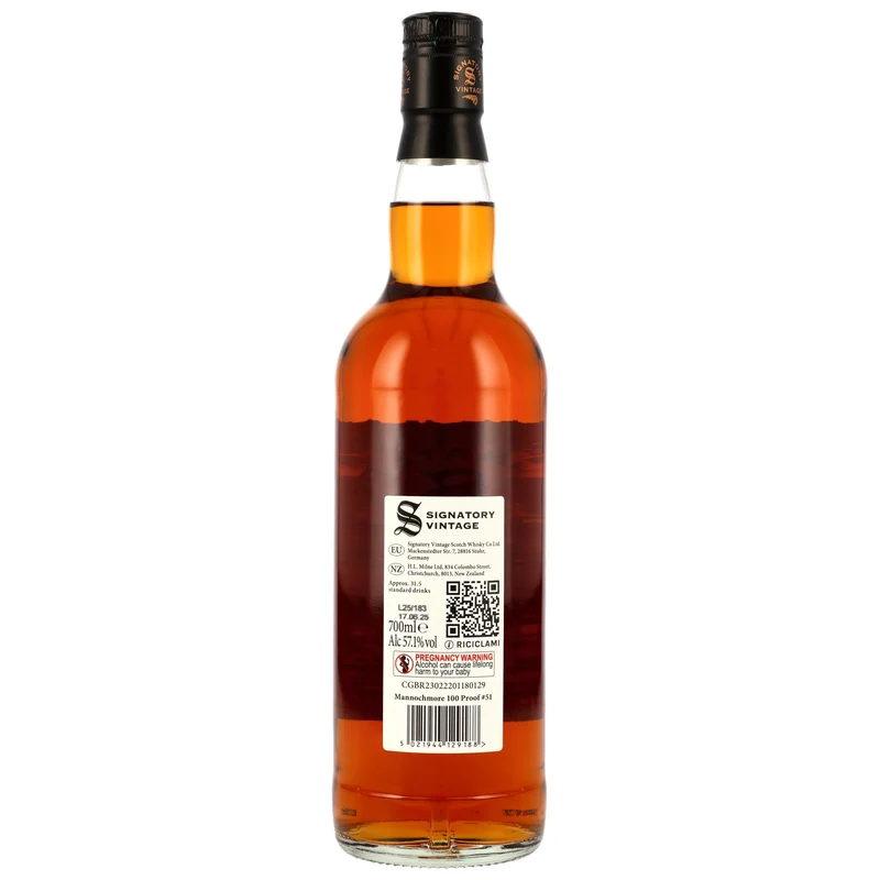MANNOCHMORE - 2014/2025 11 Jahre - 1st Fill & Refill PX Sherry Casks - Signatory 100 PROOF Edition #51 - 57,1% Vol.