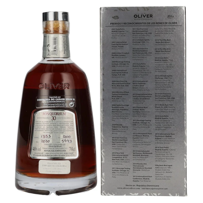 Ron Quorhum 30 Aniversario Old Vintage Rum 40% Vol. 0,7l in Geschenkbox