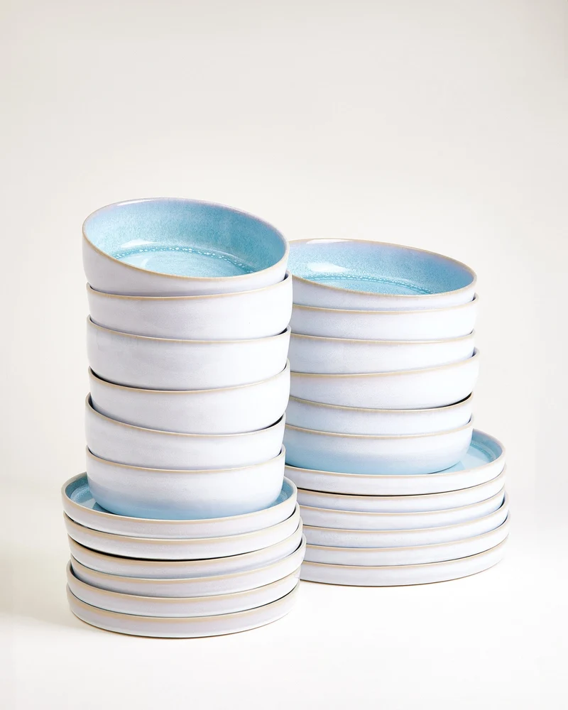 Cordoama Geschirr-Set modern aqua 24-teilig