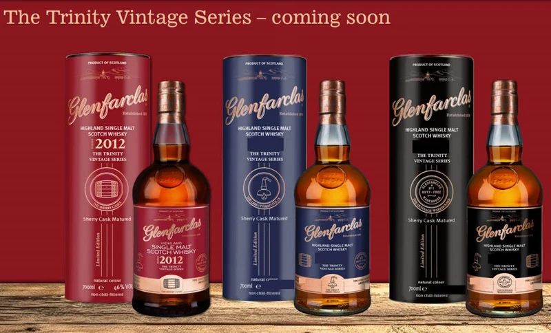 Glenfarclas 2012 sherry cask m. rote DOSE 0,7l 46 % vol. the trinity Vintage Series Edition single malt scotch whisky