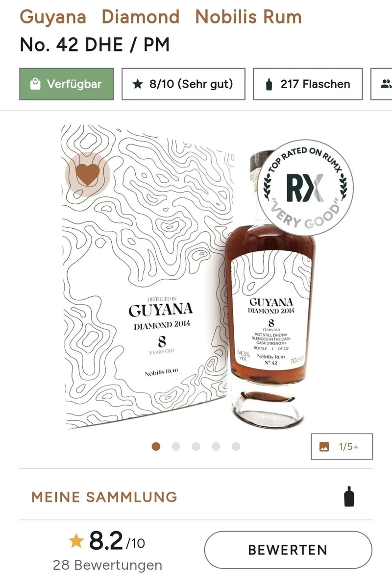 Nobilis Guyana Diamond 8 2014 DHE/PM 0,7l #42 54,3%vol. single cask rum