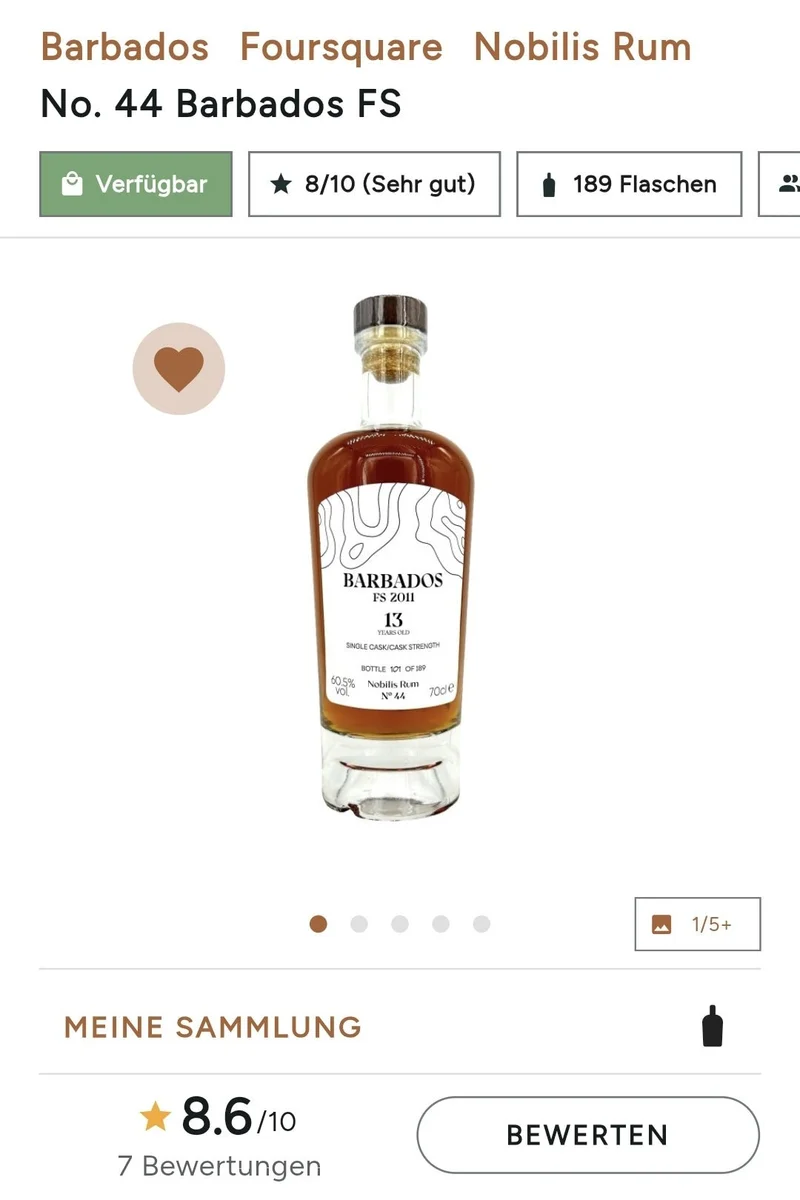 Nobilis Barbados FS 2011 Foursquare 0,7l #44 60,5% vol.single cask rum