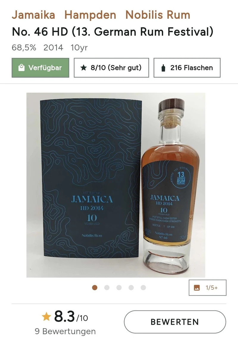 X Nobilis Jamaica HD 2014 2024 Hampden 10y 0,7l #46 GRF 68,5% vol.single cask rum