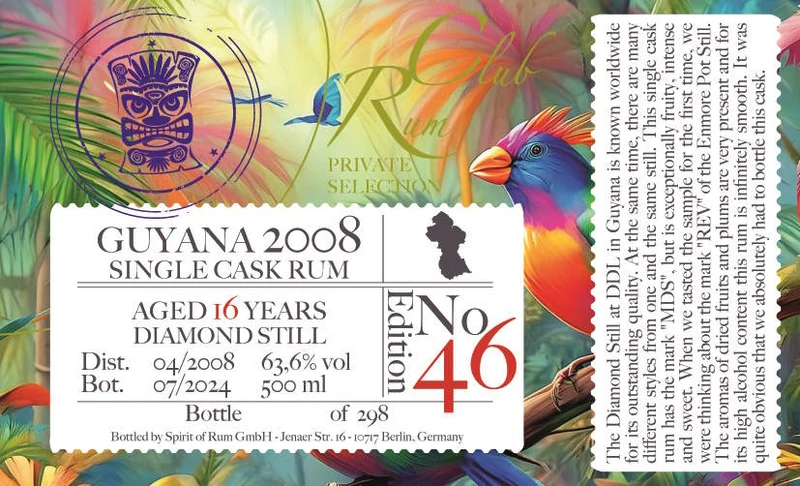 Rumclub ed. 46 Guyana DDL 2008 2024 0,5l 63,6% vol. rum club Private Selection Edition