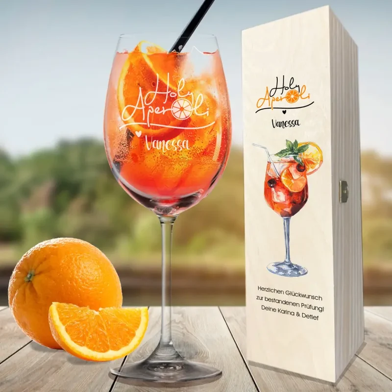 Aperol Geschenkset "Holy Aperoli" mit Namen und Wunschtext graviert / bedruckt