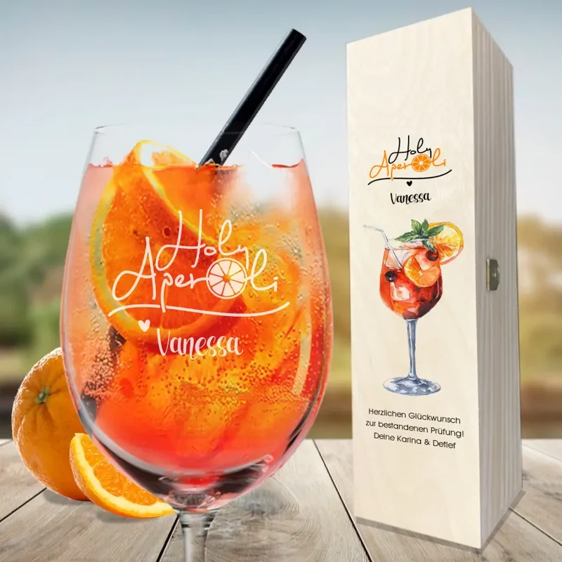Aperol Geschenkset "Holy Aperoli" mit Namen und Wunschtext graviert / bedruckt