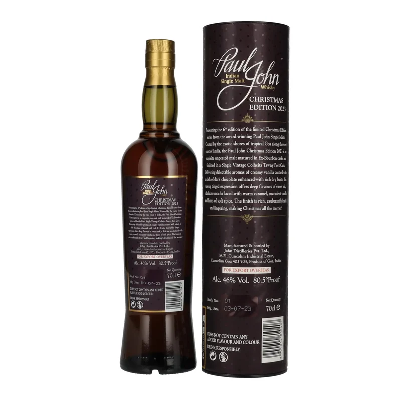 Paul John CHRISTMAS EDITION Indian Single Malt Whisky 2023 46% Vol. 0,7l in Geschenkbox