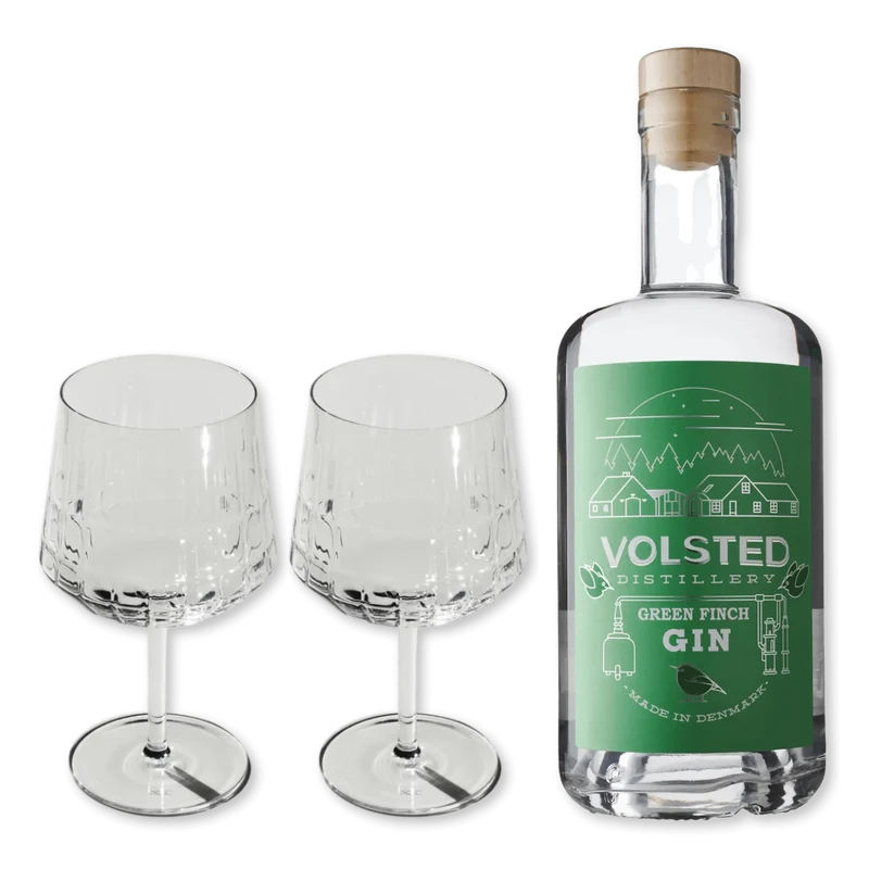 Volsted Green Finch Gin + 2 Stk The Blend Gin Glass