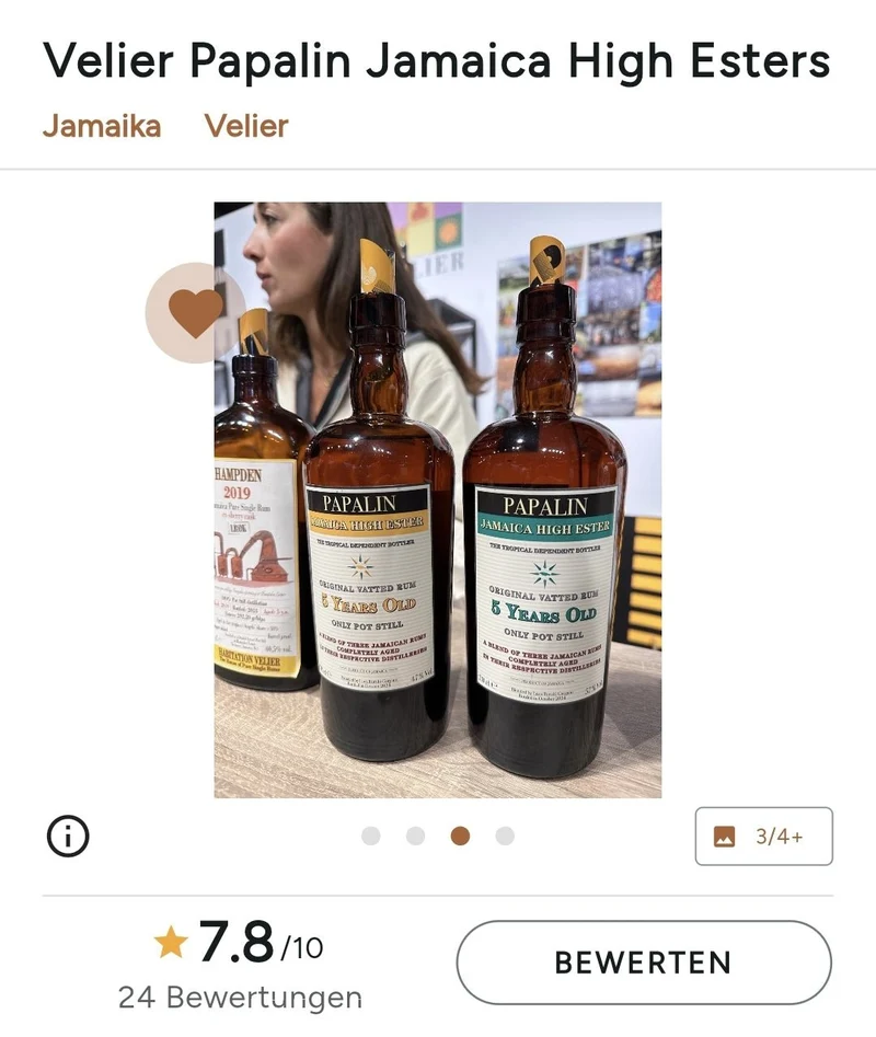 X Velier Papalin Jamaica High Ester 5y Rum 0,7l 47 % Velier gelb