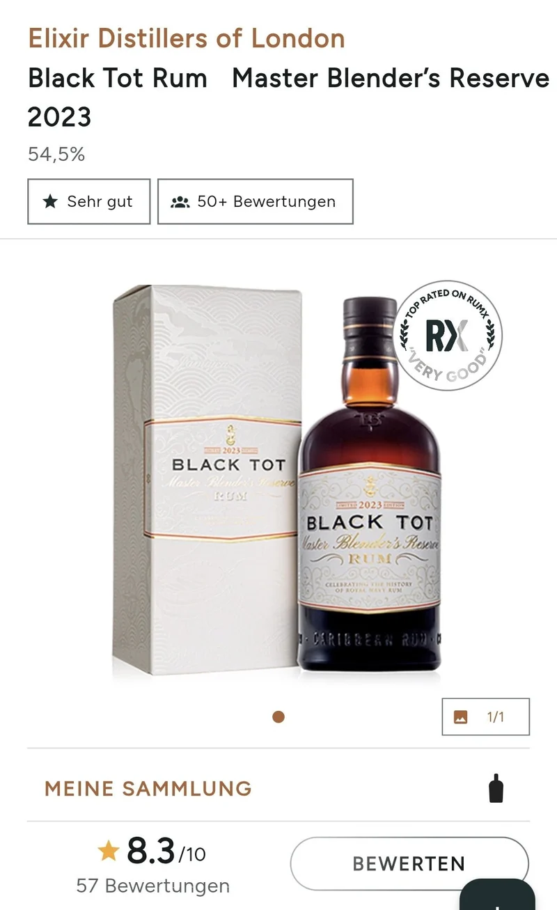 X Black Tot Master Blender’s Reserve 2023 Rum Limited Edition 54,5 %vol. 0,7L Rum blend