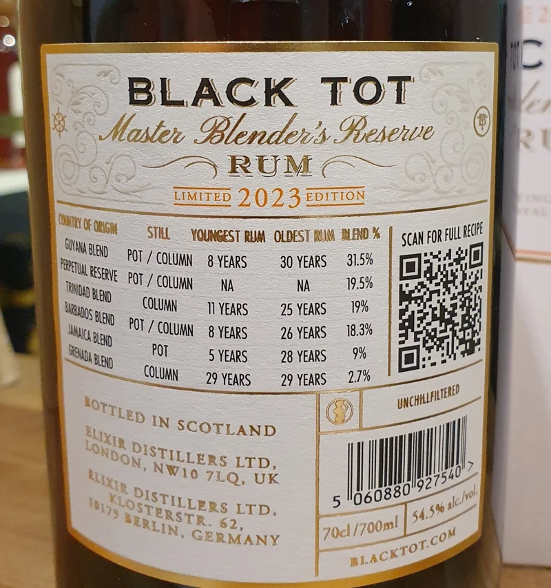 X Black Tot Master Blender’s Reserve 2023 Rum Limited Edition 54,5 %vol. 0,7L Rum blend