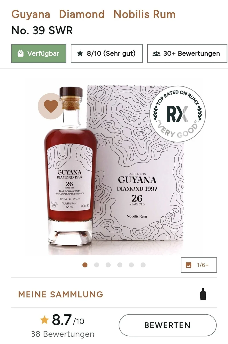 X Nobilis Guyana Diamond 1997 SWR 0,7l #39 51,3%vol. single cask rum