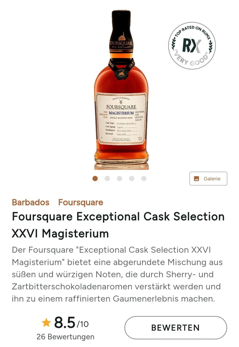 Foursquare Magisterium 2008 #15 Barbados ecs Rum sherry cask strength 58% vol. 0,7l ecs