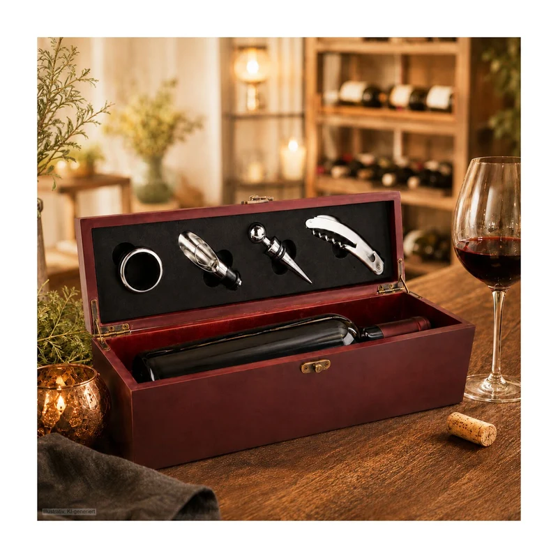 Weinaccessoire-Kiste – Getränke-Geschenkset