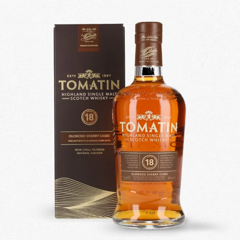 Tomatin 18YO Oloroso Sherry Cask Highland Single Malt Scotch Whisky 46% 0,7L