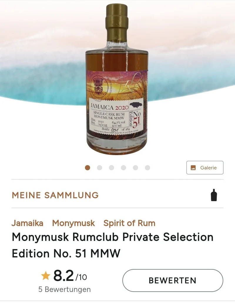 Rumclub Ed. 51 Monymusk 2020 MMW Jamaica Clarendon New Yarmouth cask 2024 64,7 % vol. 0,5l Single cask Rum club Jamaika
