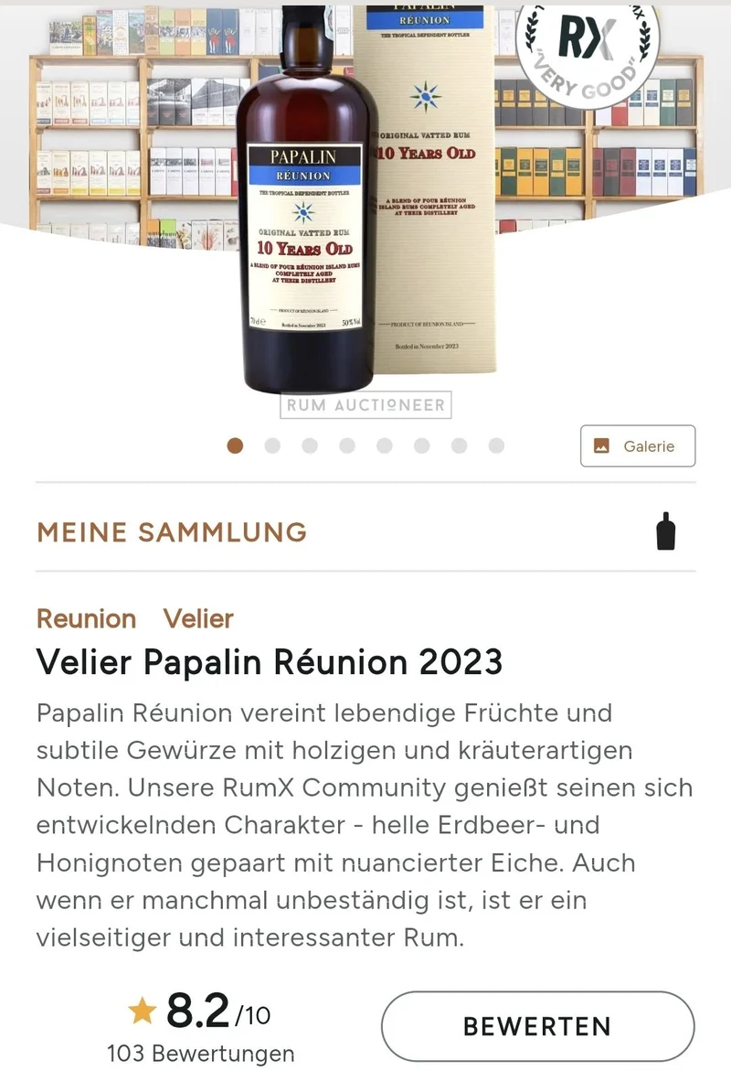 Velier Papalin Reunion 10y Rum 0,7l 50 %