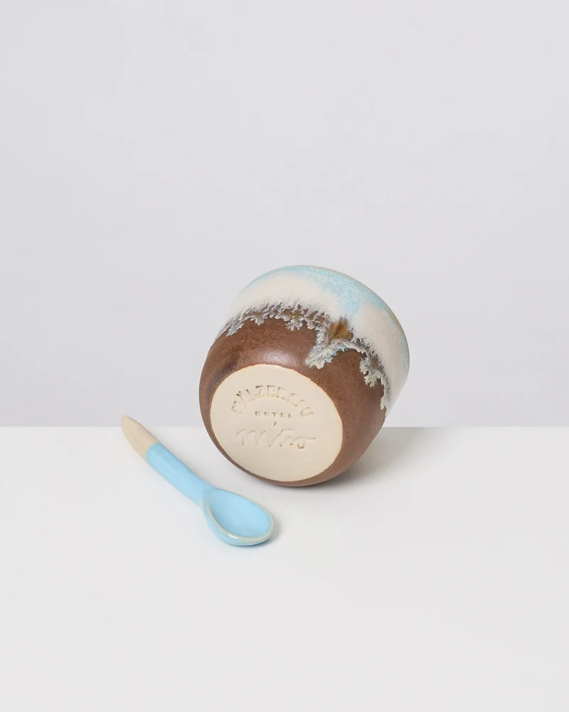 MaM x Mälzer&Fu Becher klein & Löffel hellblau braun