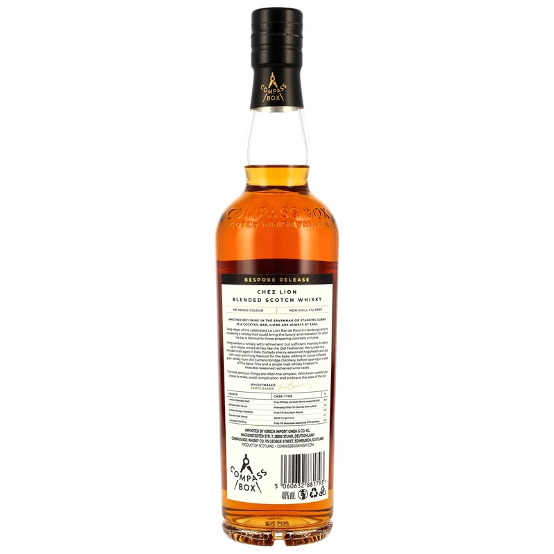 COMPASS BOX - Chez Lion Bespoke Release Blended Malt - 46% Vol.