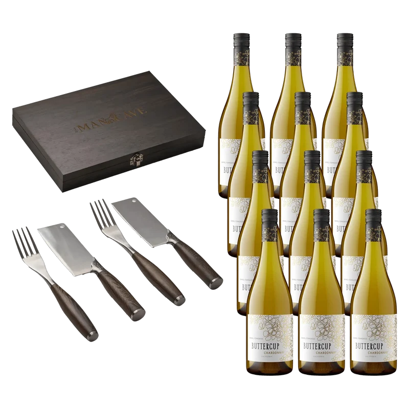 Buttercup Chardonnay – 12 Flaschen + Besteck-Set