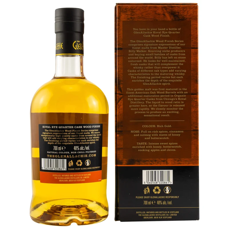 GlenAllachie 8 Jahre Koval Rye Quarter Cask Wood Finish