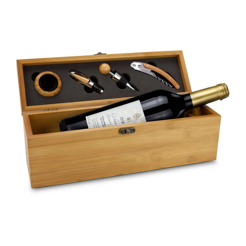 Wein in Bambuskiste – Getränke-Geschenkset