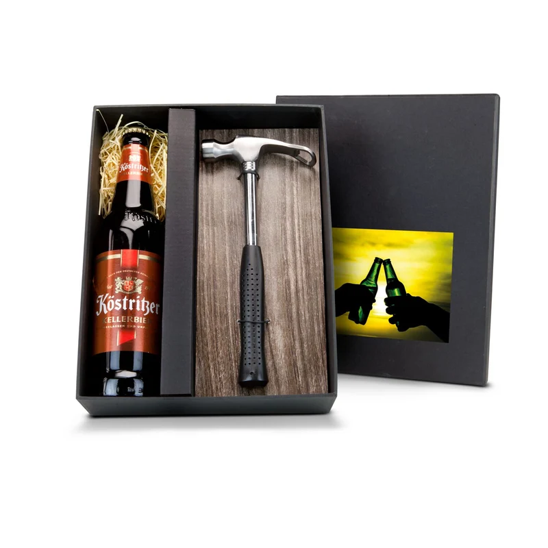 Feierabend-Hammer – Bier-Geschenkset mit Flaschenöffner-Hammer