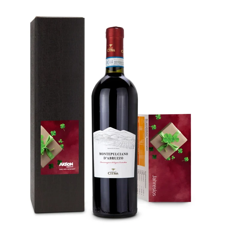 Aktion Mensch – Geschenkset mit Jahreslos & Rotwein