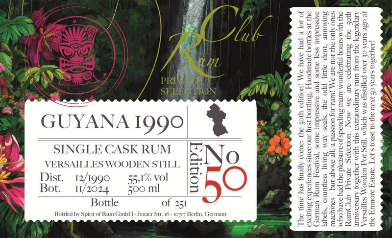 Rumclub Ed. 50 Versailles 1990 Guyana Wooden Pot Still 0,5l 55,1% vol. rum