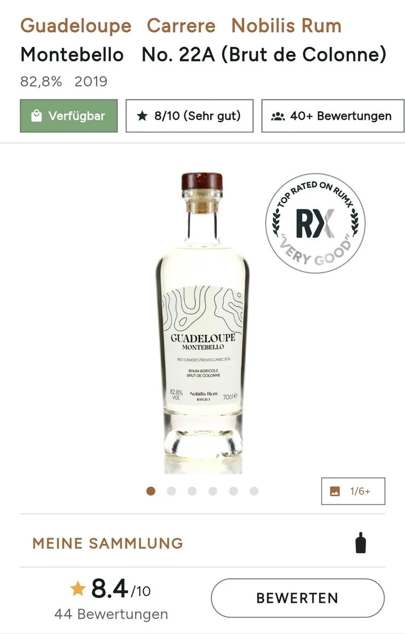 X Nobilis Guadeloupe Montebello B1 Brut de Colonne Rum 0,7l 82,8% vol. Rhum red cane