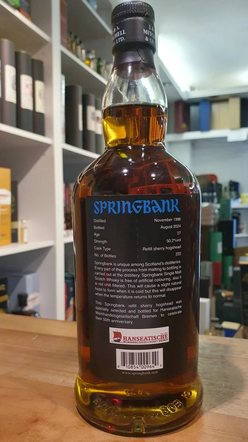 Springbank 1996 Single Cask 27 y 2024 Cask Strength o.Dose 0,7l 50,2% vol. Schottland Campbeltown
