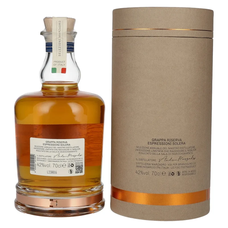 Marzadro ESPRESSIONI SOLERA Grappa 42% Vol. 0,7l in Geschenkbox
