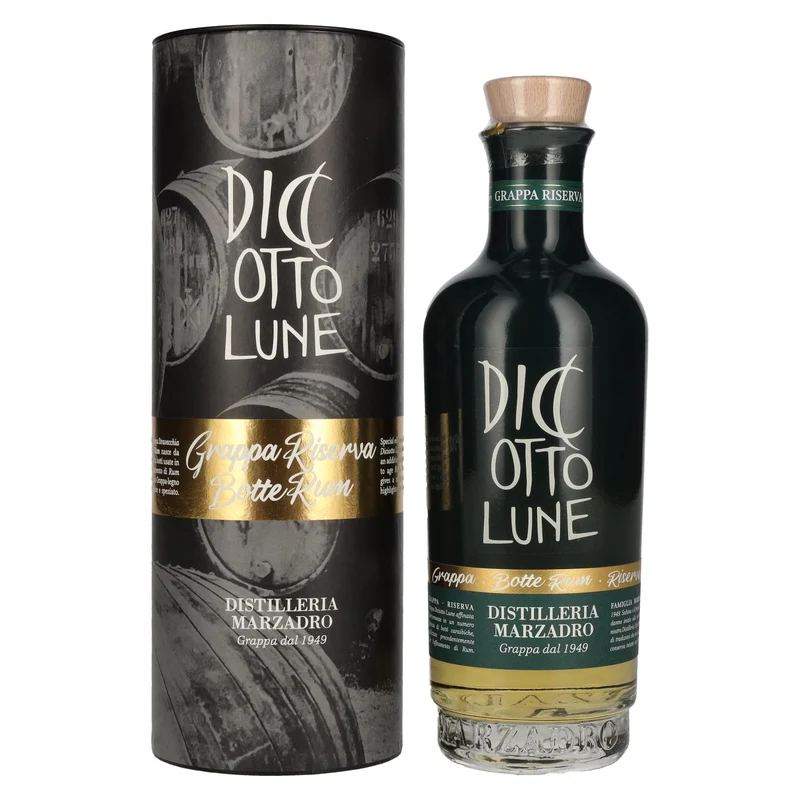 Marzadro DICIOTTO Lune Grappa Riserva Botte Rum 42% Vol. 0,5l in Geschenkbox