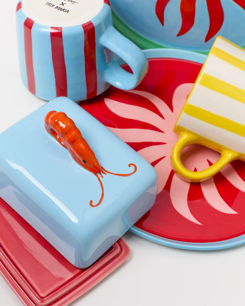 MaM x Isis Maria Geschirr-Set Palm Stripe mix 5-teilig