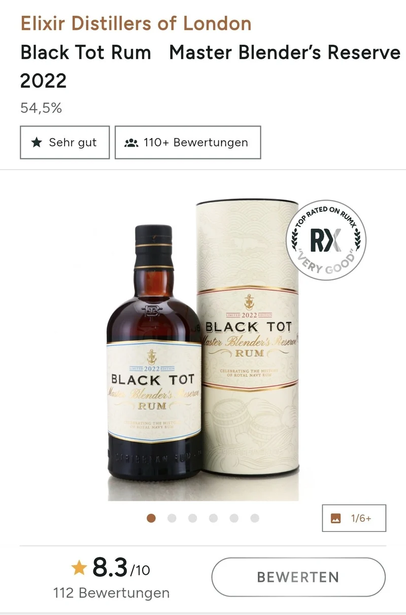 X Black Tot Master Blender’s Reserve 2022 Rum Limited Edition 54,5 %vol. 0,7L Rum blend