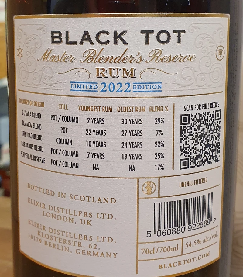 X Black Tot Master Blender’s Reserve 2022 Rum Limited Edition 54,5 %vol. 0,7L Rum blend