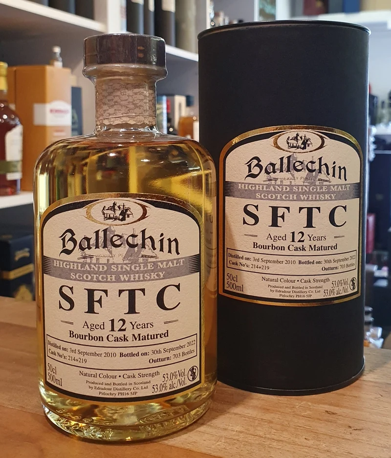 X Ballechin SFTC 2010 Bourbon 2022 12y 0,5l Fl 53%vol. Highland whisky #214,219 Dose