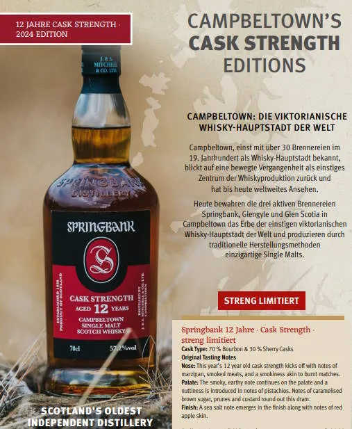 Springbank 12 y 2024 B 25 cask strength o.Dose Einzeln 0,7l 57,2% vol. Schottland Campbeltown